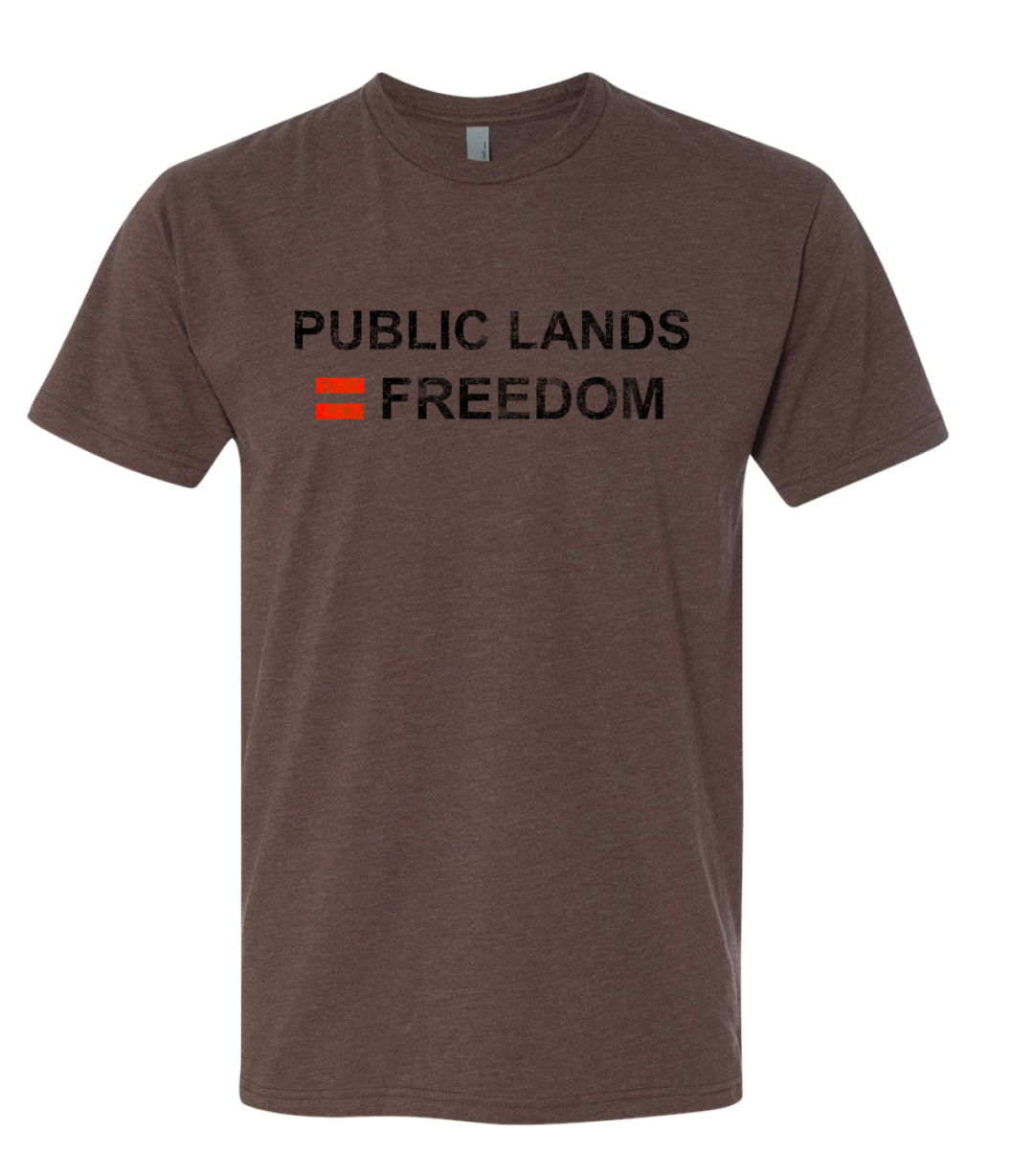 Public Lands = Freedom T-Shirt - Brown
